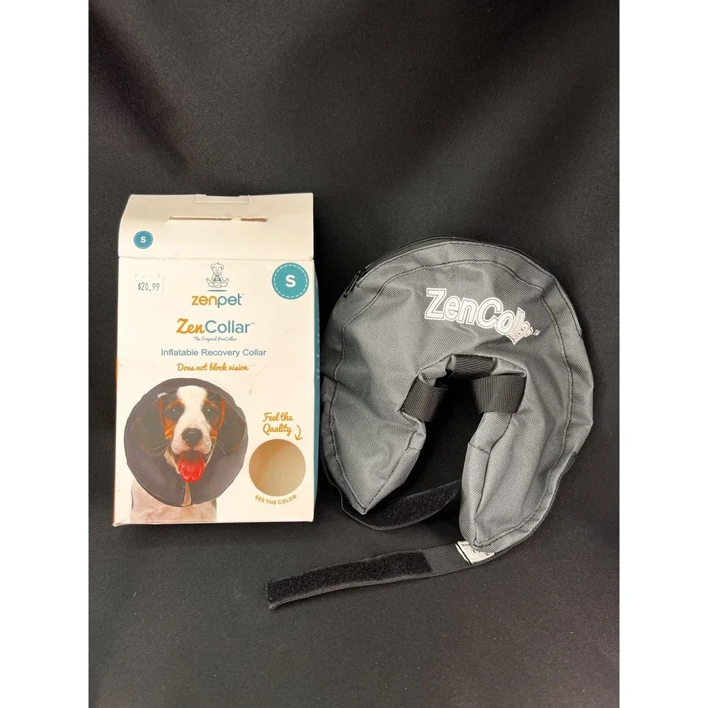 ZenPet ZenCollar Inflatable Recovery Collar Small Grey Excellent Dog Cone Alt